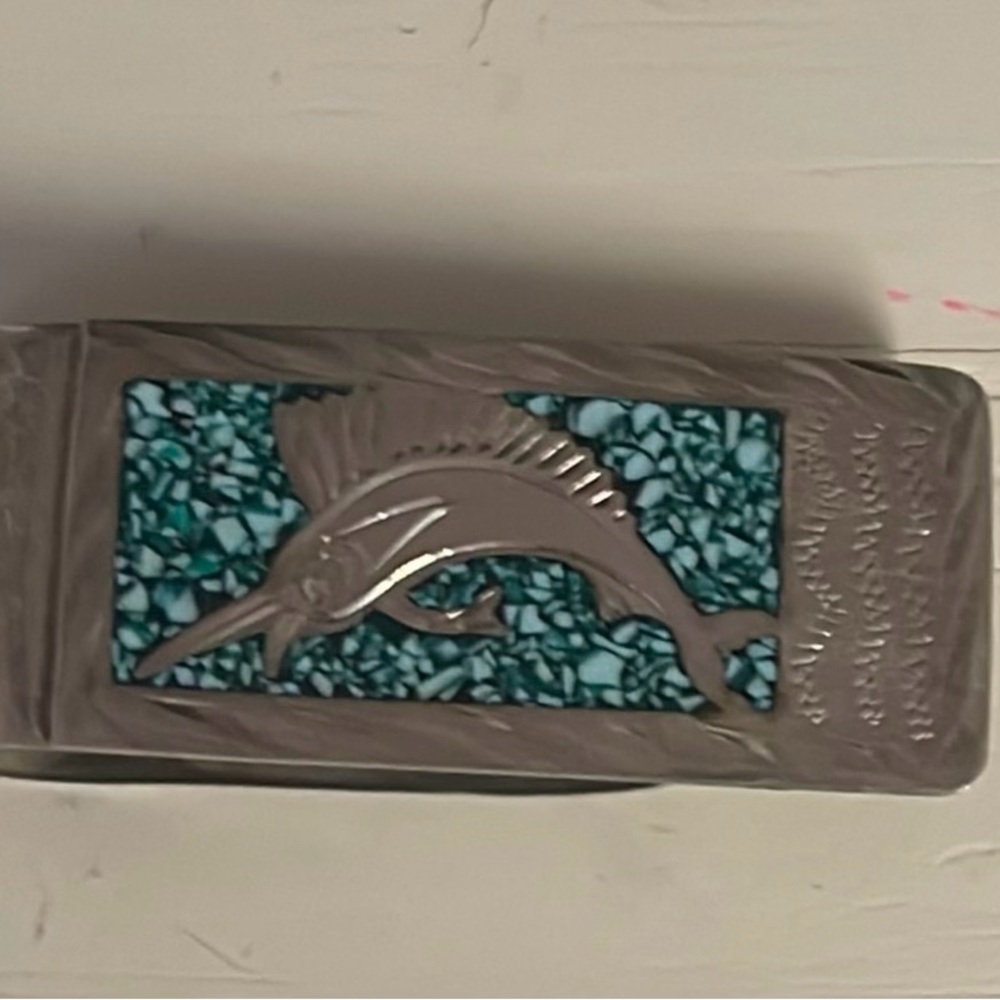 1940s signed Antonio Reyna/Reina Taxco sterling silver/turquoise money clip